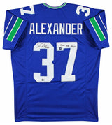 Seahawks Shaun Alexander "2005 NFL MVP" Signed Blue Pro Style Jersey BAS Wit