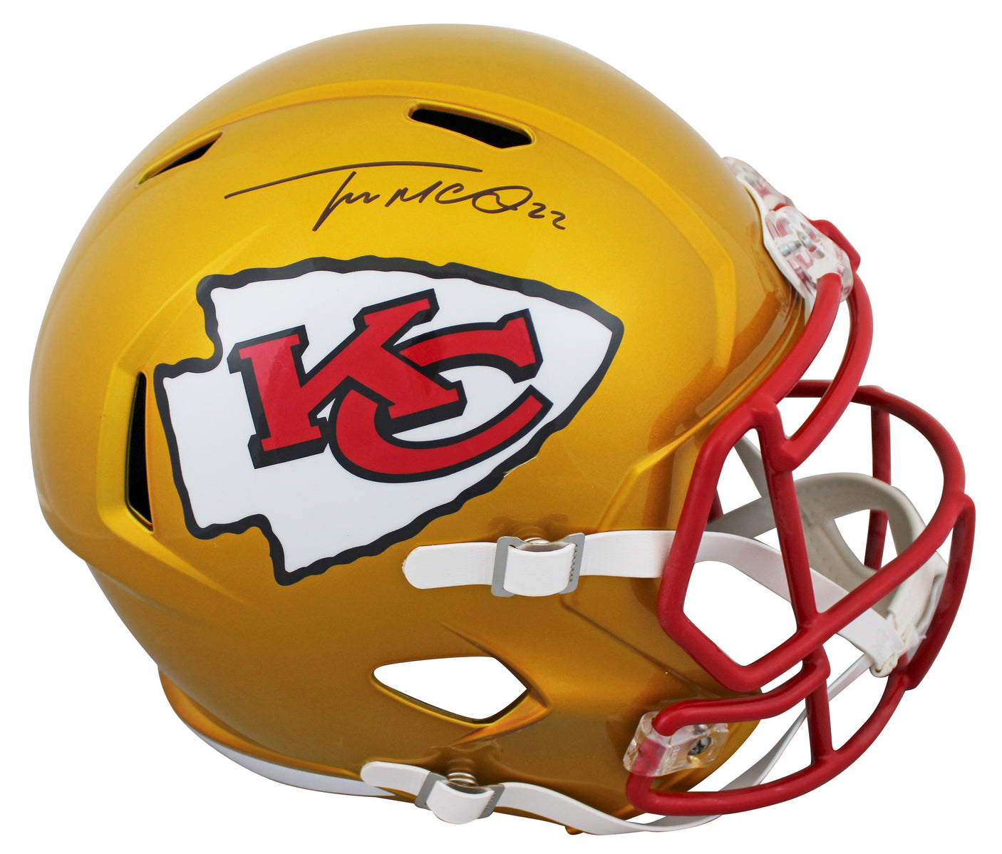 Chiefs Trent McDuffie Signed Flash Full Size Speed Rep Helmet BAS Witnessed