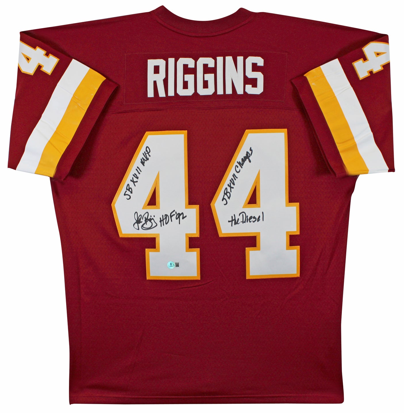 Commanders John Riggins "4x Insc" Signed 1982 Maroon M&N Jersey BAS Witnessed