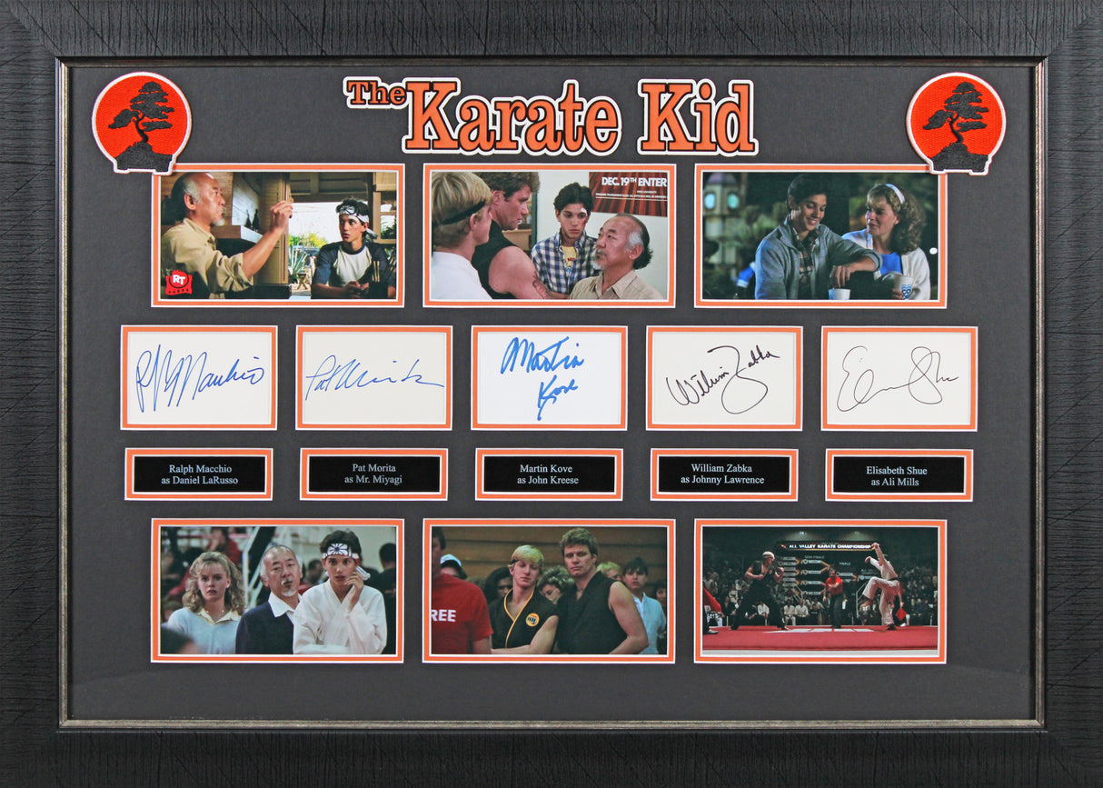 The Karate Kid (5) Morita, Macchio, Zabka, Shue & Kove Signed Framed Display BAS