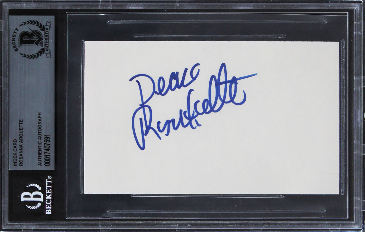 Rosanna Arquette Crash "Peace" Authentic Signed 3x5 Index Card BAS Slabbed 3