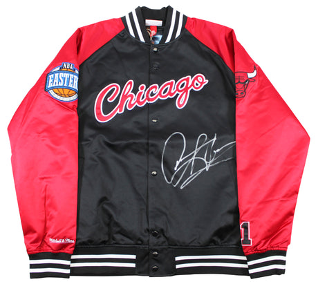 Bulls Dennis Rodman Authentic Signed Black M&N Warmup Jacket BAS Witnessed