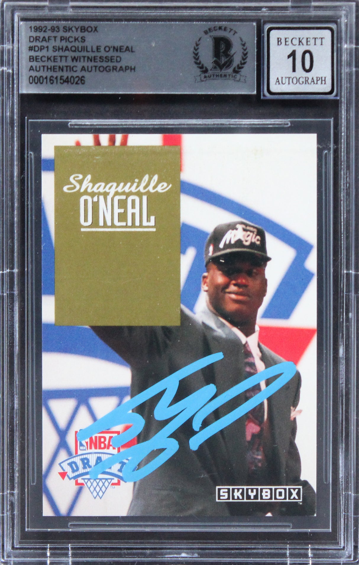 Lakers Shaquille O'Neal Signed 1992 Skybox DP #DP1 Rookie Card Auto 10! BAS Slab