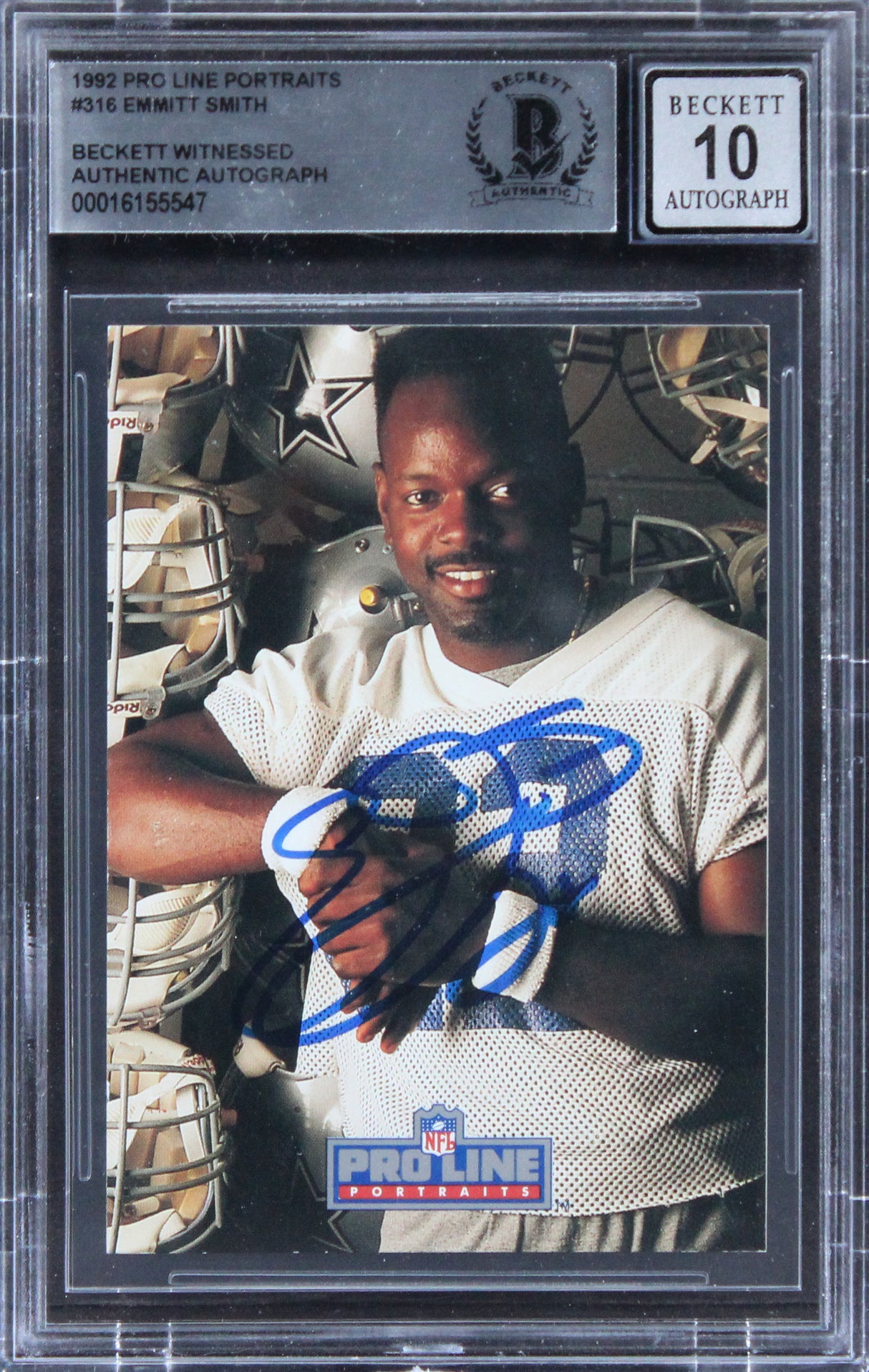 Cowboys Emmitt Smith Signed 1992 Pro Line Portraits #316 Card Auto 10! BAS Slab