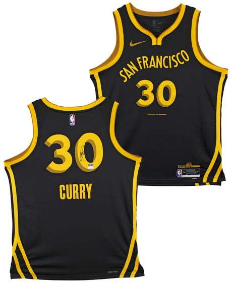 Warriors Stephen Curry Signed Black Nike 2023 City Edition Swingman Jersey JSA