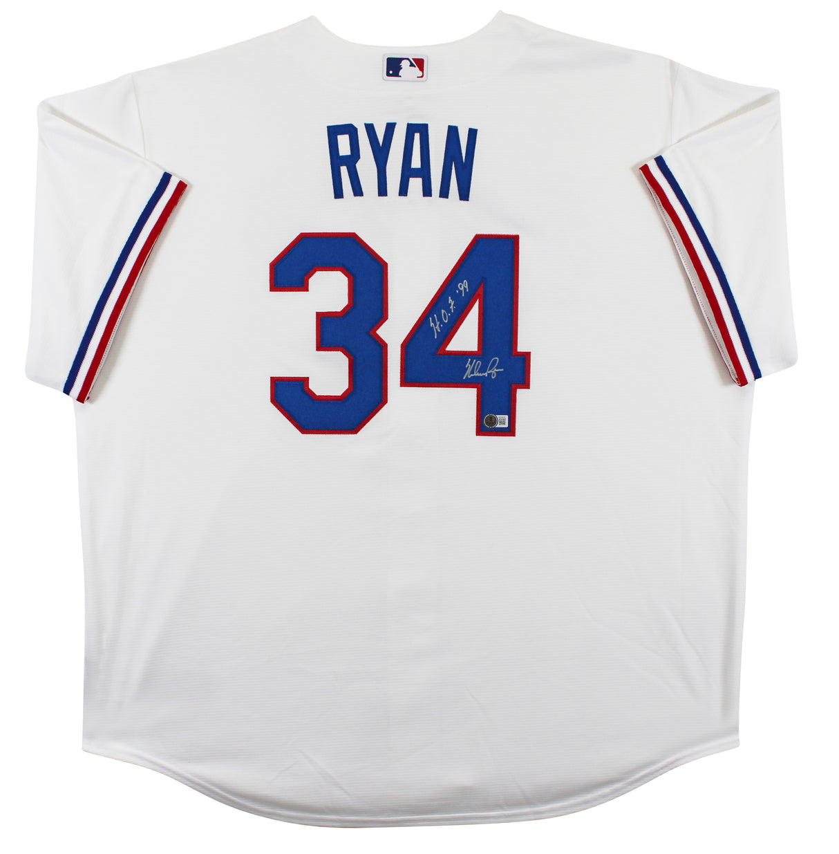 Rangers Nolan Ryan "HOF 99" Authentic Signed White Nike Jersey Autographed BAS