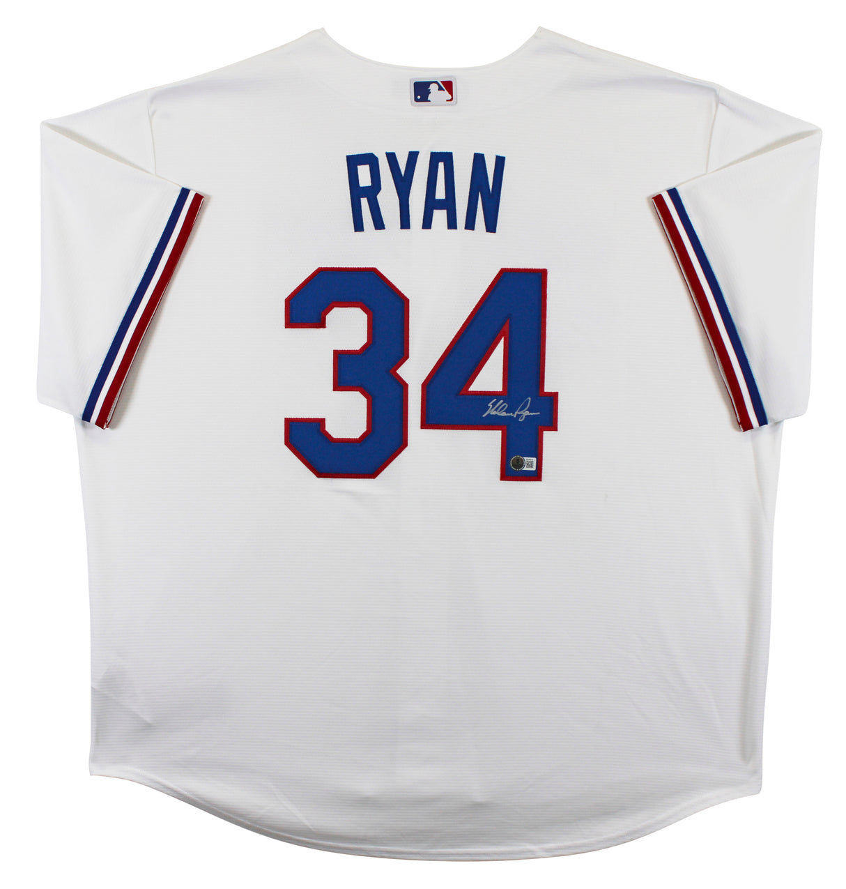 Rangers Nolan Ryan Authentic Signed White Nike Jersey Autographed BAS