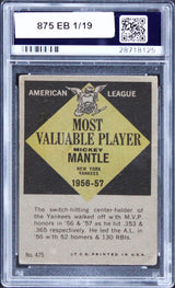 Yankees Mickey Mantle Authentic Signed 1961 Topps MVP #475 Card PSA/DNA Slabbed