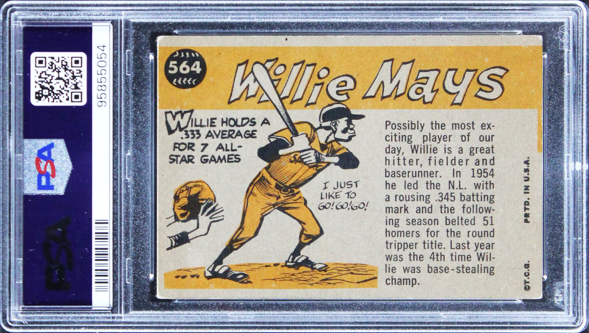 Giants Willie Mays Signed 1960 Topps AS #564 Card Grade VG-EX 4 Auto 8 PSA Slab