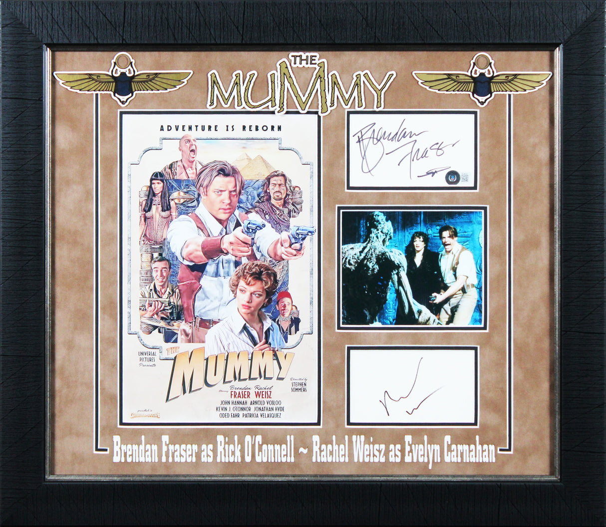 Rachel Wiesz & Brendan Frasier The Mummy Signed Framed Display BAS #BL98242