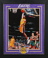 Lakers Kobe Bryant Signed 16x20 Framed Dunking Photo Vs Sonics BAS #AD64067