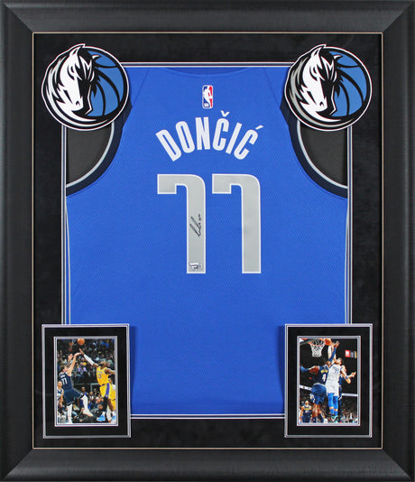 Mavericks Luka Doncic Signed Blue Nike Swingman Framed Jersey Fanatics #A501985