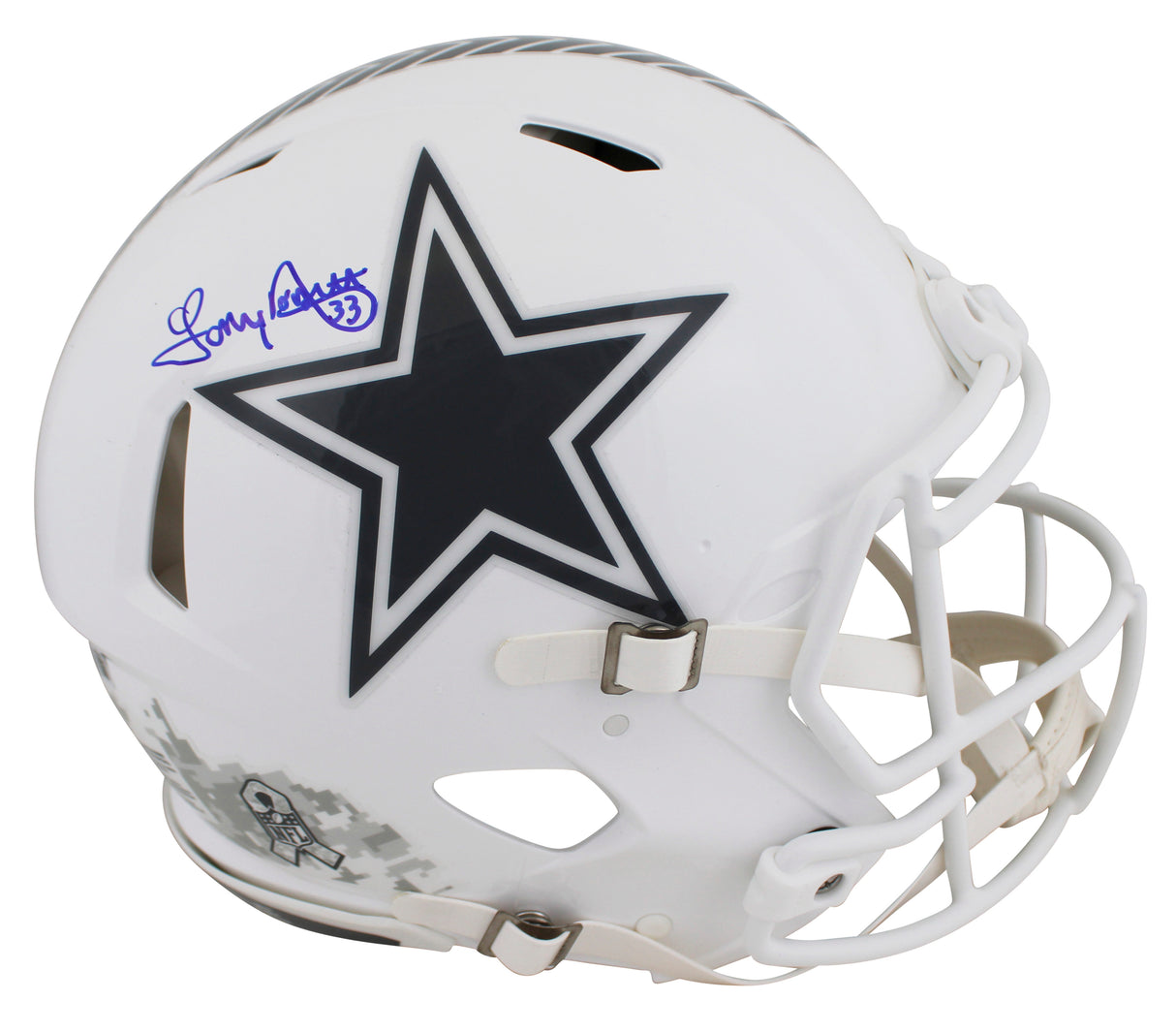 Cowboys Tony Dorsett Signed Salute To Service III F/S Speed Proline Helmet BAS W