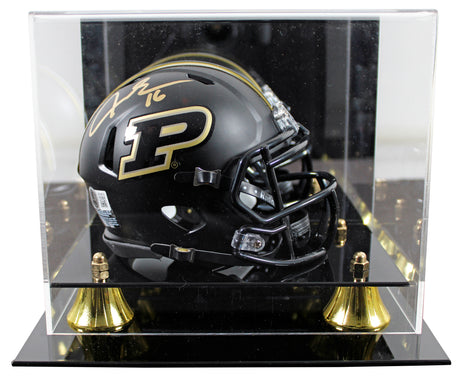 Purdue Aidan O'Connell Signed 2024 Black Speed Mini Helmet W/ Case BAS Witness