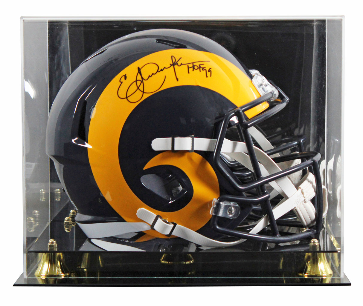 Rams Eric Dickerson "HOF 99" Signed Full Size Speed Rep Helmet W/ Case BAS Wit