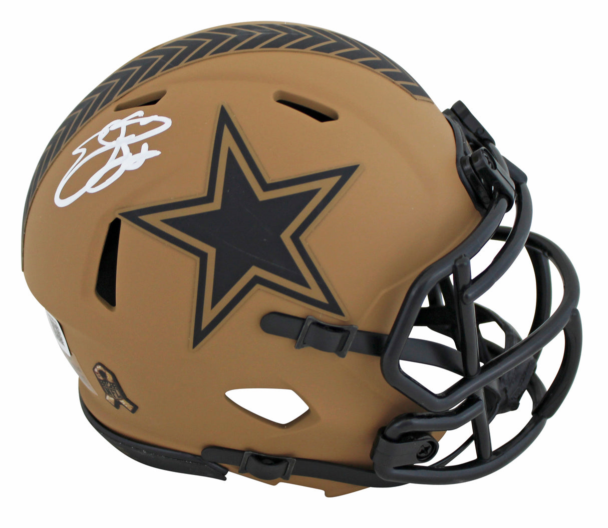 Cowboys Emmitt Smith Signed Salute To Service II Speed Mini Helmet BAS Witnessed