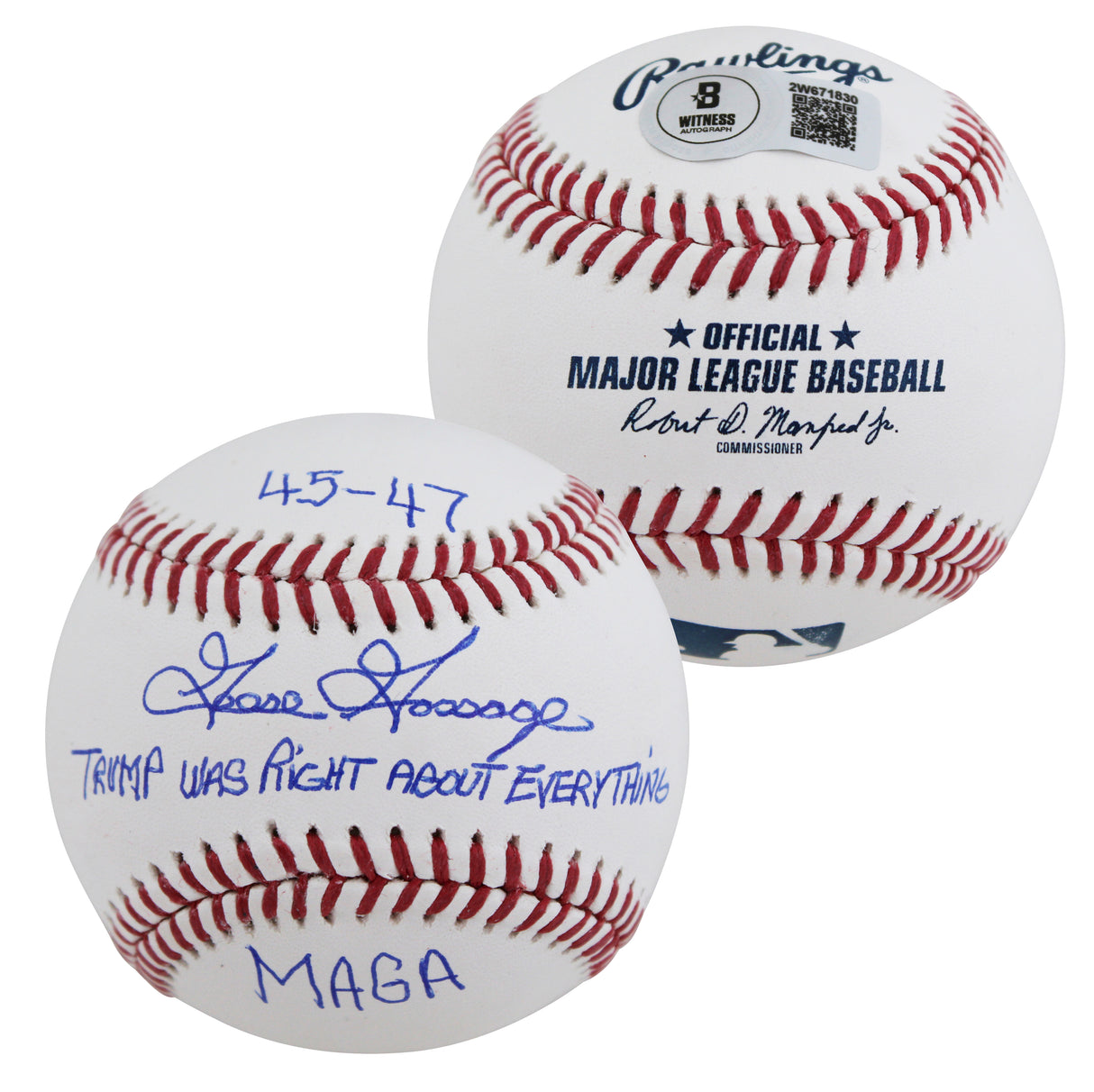 Yankees Goose Gossage "MAGA 3x Insc" Authentic Signed Oml Baseball BAS Witnessed