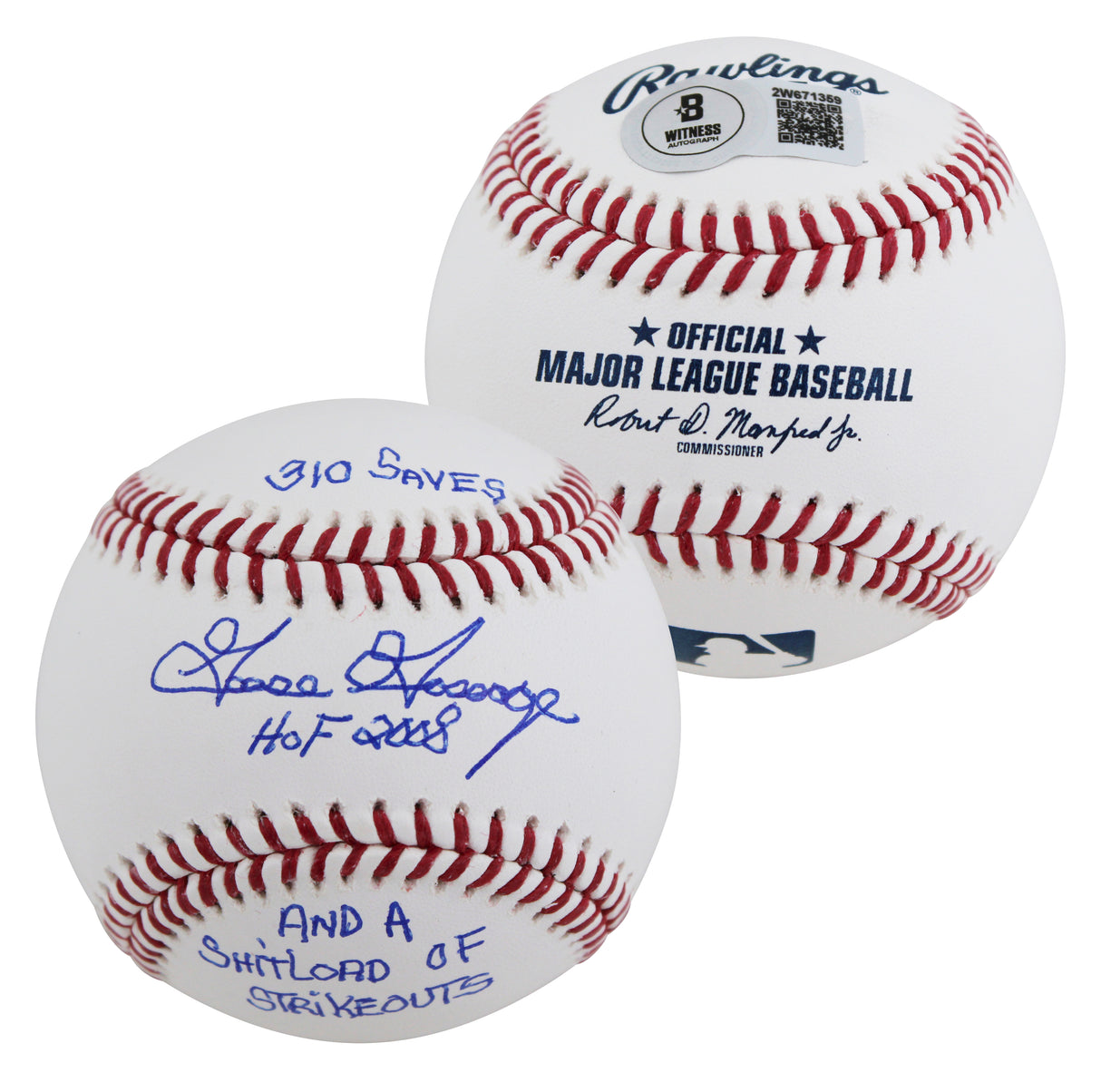 Yankees Goose Gossage "HOF, Svs, & K's" Signed Oml Baseball BAS Witnessed