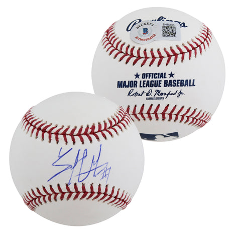 Yankees Trent Grisham Authentic Signed Robert Manfred Oml Baseball BAS #BH85105