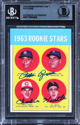 Reds Pete Rose "Charlie Hustle" Signed 1963 Rookie Reprint Card BAS Slabbed