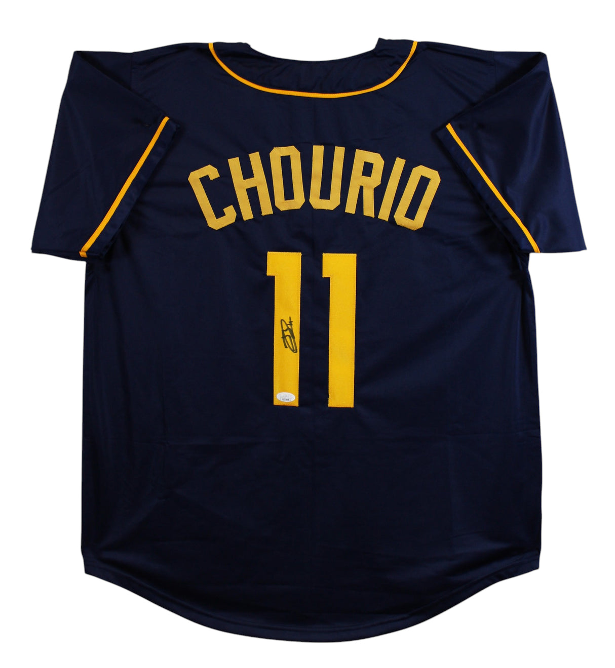 Jackson Chourio Authentic Signed Navy Pro Style Jersey JSA Signature Debut