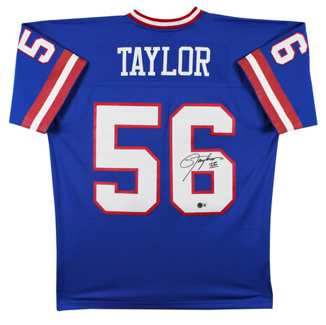 Giants Lawrence Taylor Signed 1986 Blue Mitchell & Ness Jersey BAS Witnessed