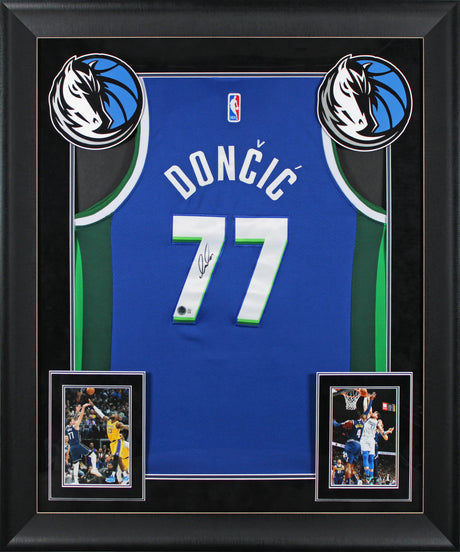 Mavericks Luka Doncic Authentic Signed Blue Nike Framed Jersey BAS #AE09573