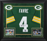 Packers Brett Favre Signed Green 1996 M&N Throwback Framed Jersey BAS Witnessed