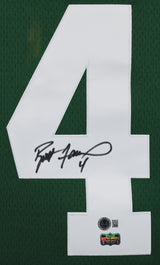 Packers Brett Favre Signed Green 1996 M&N Throwback Framed Jersey BAS Witnessed