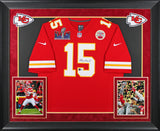 Chiefs Patrick Mahomes Signed Red Nike SB LVIII Logo Framed Jersey BAS Witness