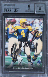 Packers Brett Favre Signed 1995 Upper Deck #39 Card Grade 9 Auto 8 BAS Slabbed