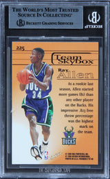 Bucks Ray Allen Authentic Signed 1997 Skybox Premium #225 TS Card BAS Slabbed