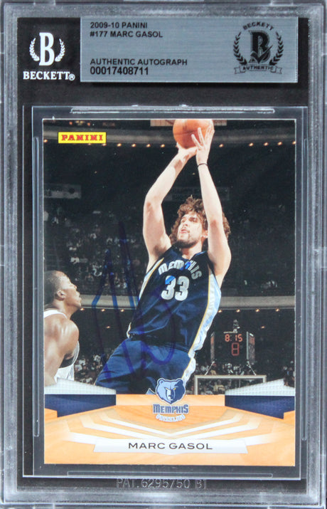 Grizzlies Marc Gasol Authentic Signed 2009 Panini #177 Card BAS Slabbed