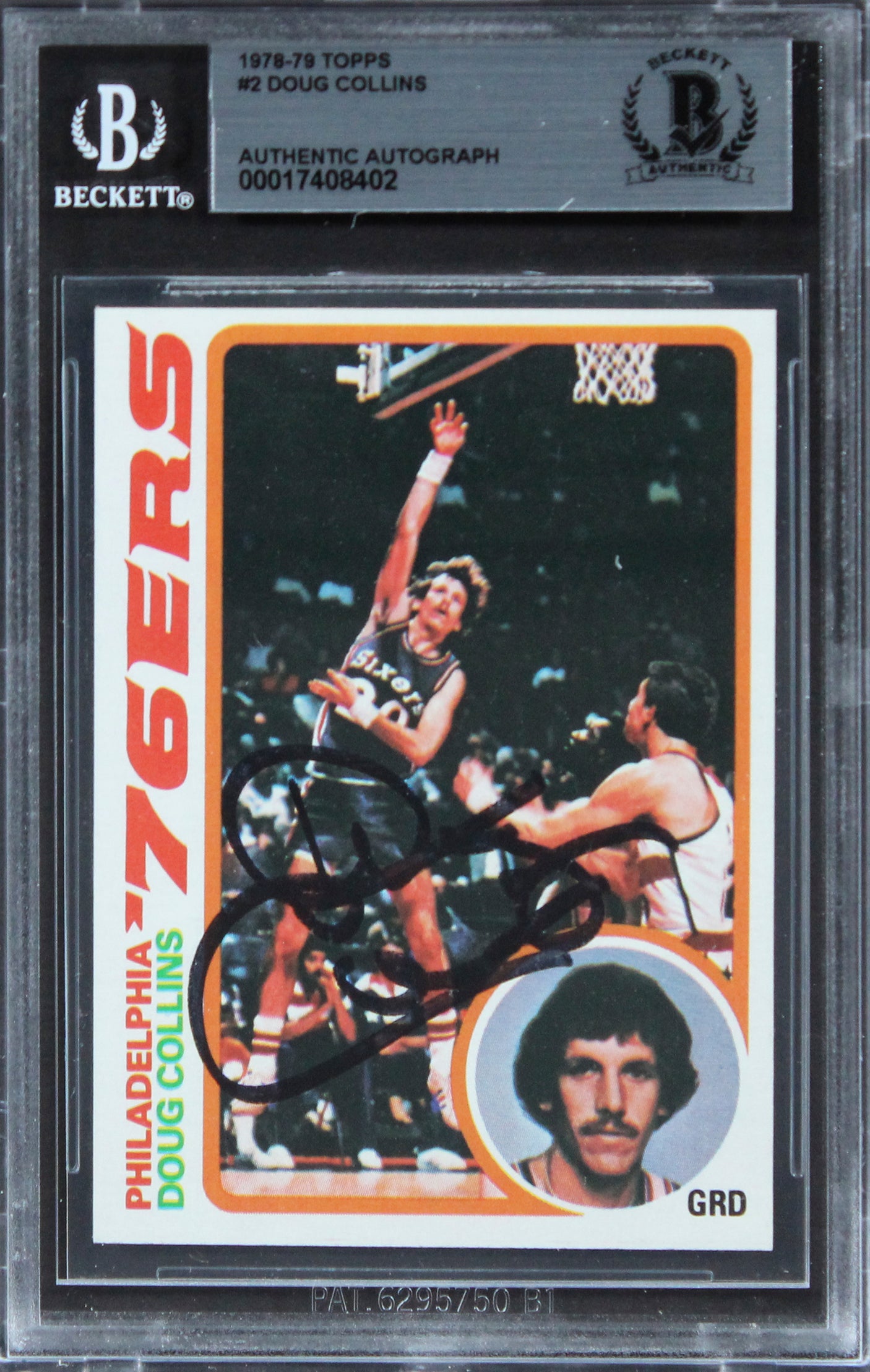 76ers Doug Collins Authentic Signed 1978 Topps #2 Card Autographed BAS Slabbed