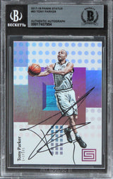 Spurs Tony Parker Authentic Signed 2017 Panini Status #63 Card BAS Slabbed