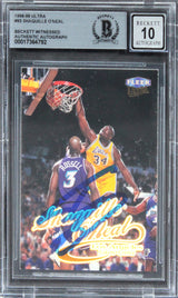 Lakers Shaquille O'Neal Signed 1998 Ultra #93 Card Auto 10 BAS Slabbed