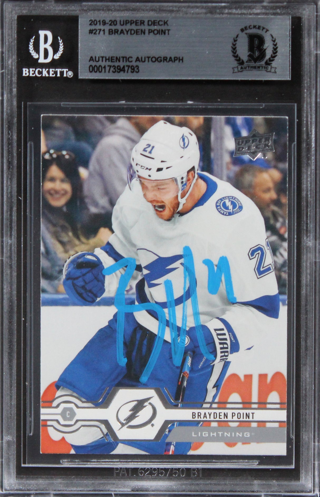 Lightning Brayden Point Authentic Signed 2019 Upper Deck #271 Card BAS Slabbed