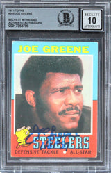 Steelers Joe Greene Authentic Signed 1971 Topps #245 Card Auto 10 BAS Slab 15