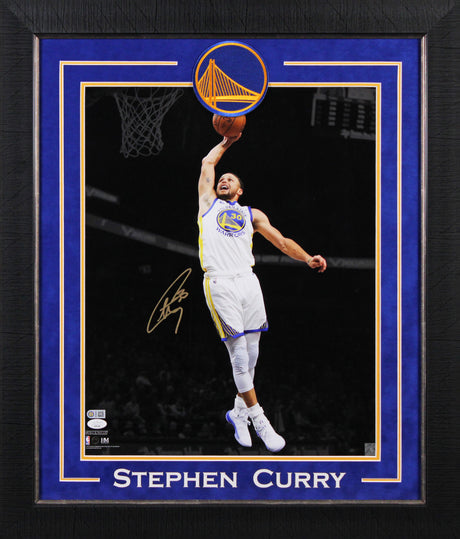 Warriors Stephen Curry Signed 16x20 Framed Vertical Dunking Spotlight Photo JSA