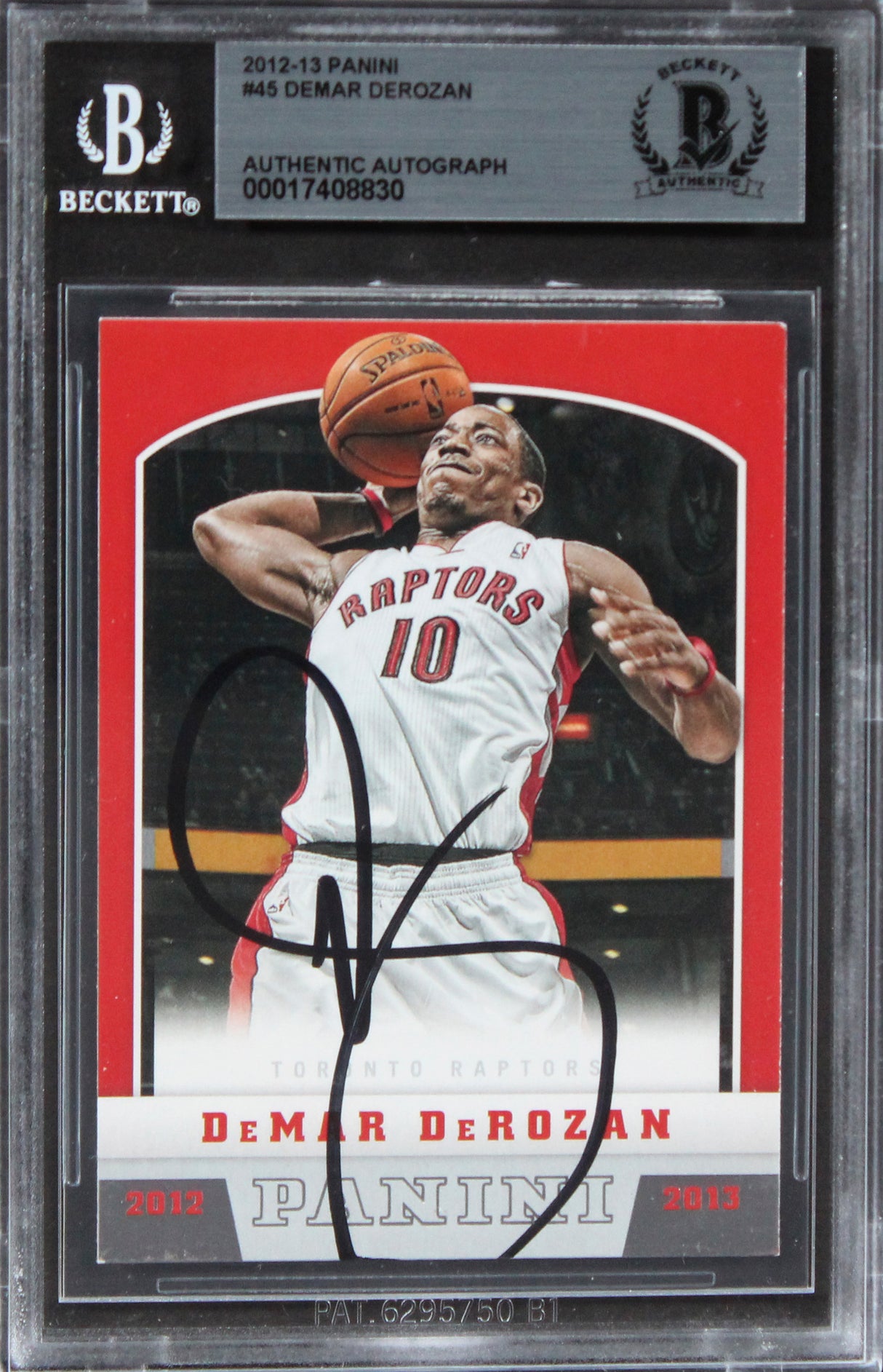 Raptors Demar Derozan Authentic Signed 2012 Panini #45 Card BAS Slabbed