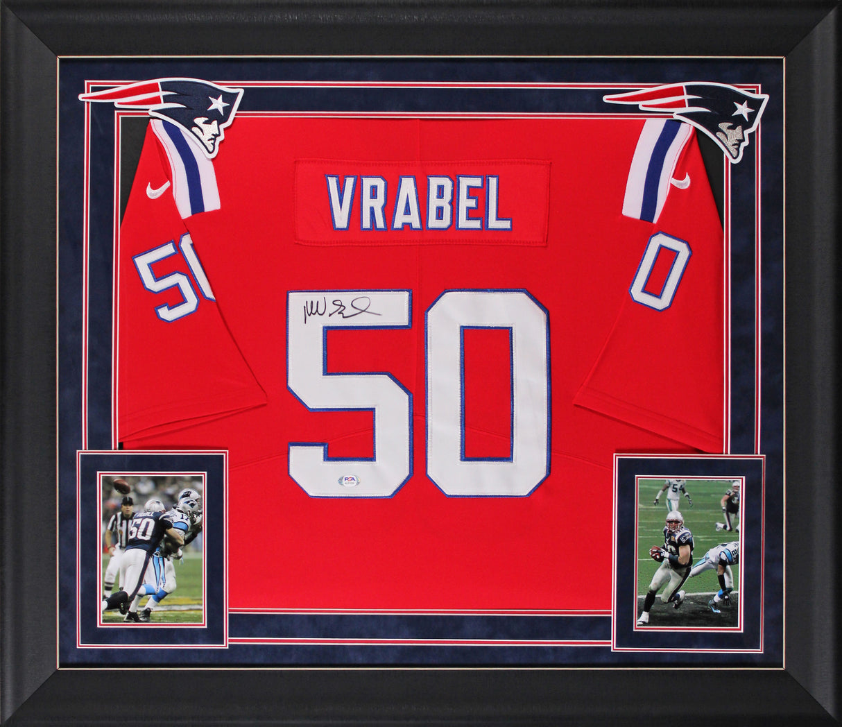 Patriots Mike Vrabel Authentic Signed Red Nike Elite Framed Jersey PSA #AL51232