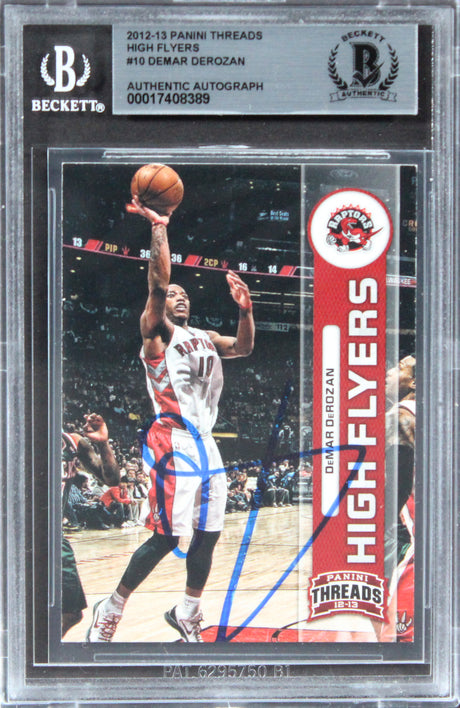 Raptors Demar Derozan Signed 2012 Panini Threads High Flyers #10 Card BAS Slab