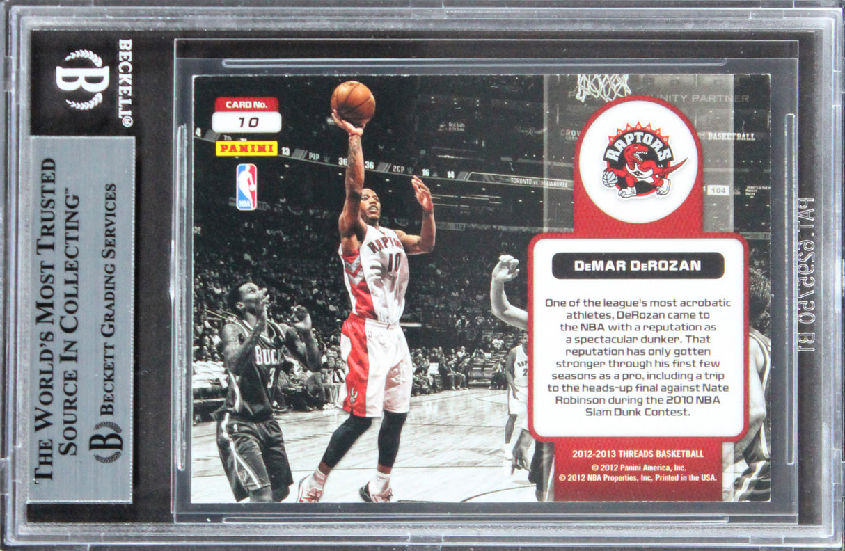 Raptors Demar Derozan Signed 2012 Panini Threads High Flyers #10 Card BAS Slab