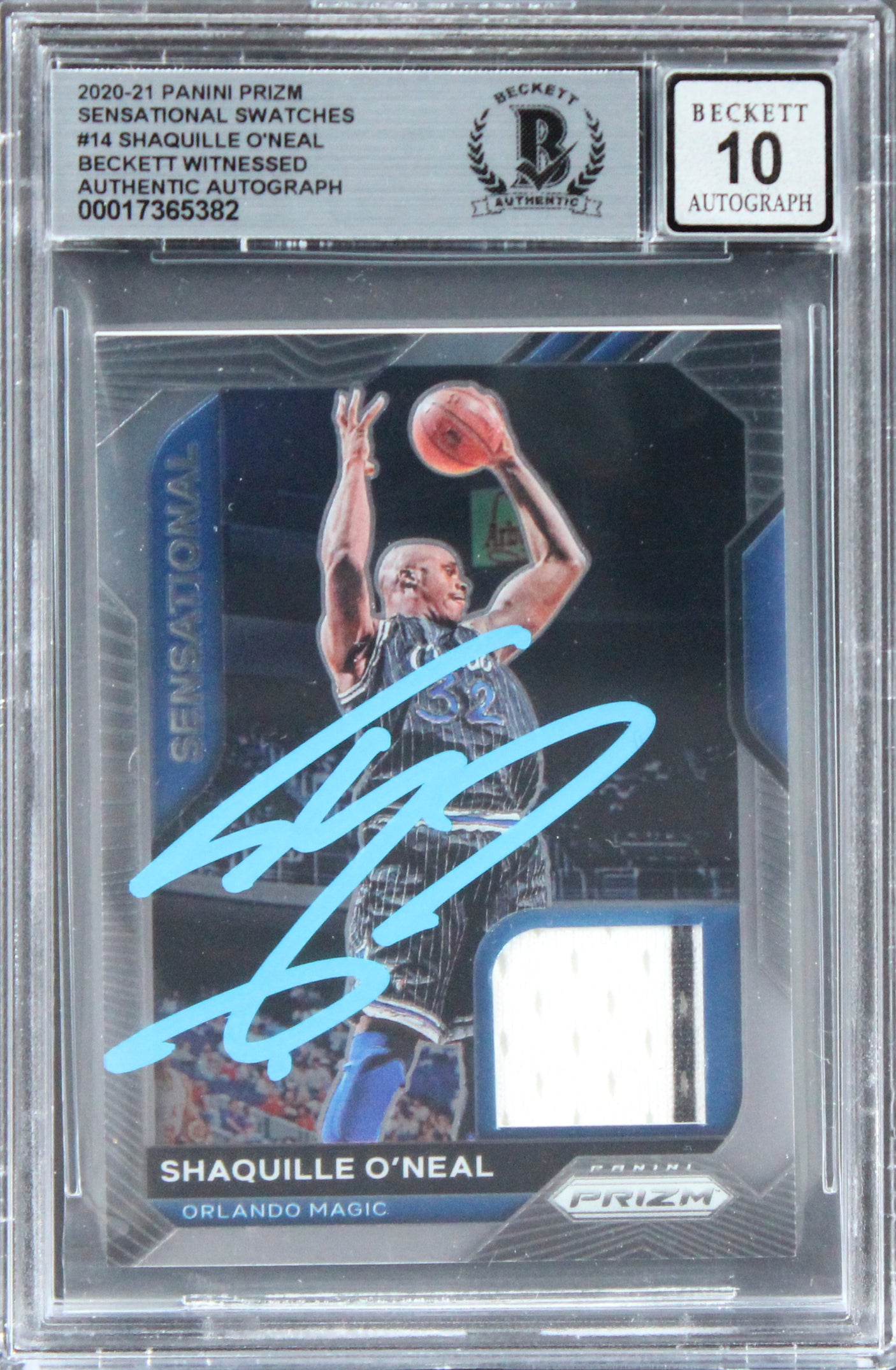 Shaquille O'Neal Signed 2020 Panini Prizm Swatches #14 Card Auto 10 BAS Slab 2