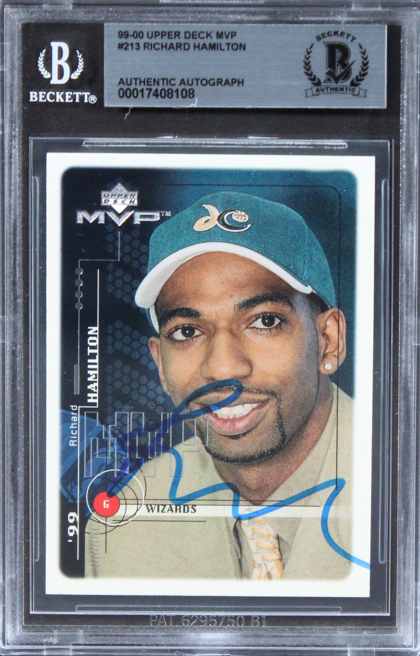 Wizards Richard Hamilton Signed 1999 Upper Deck MVP #213 Rookie Card BAS Slab