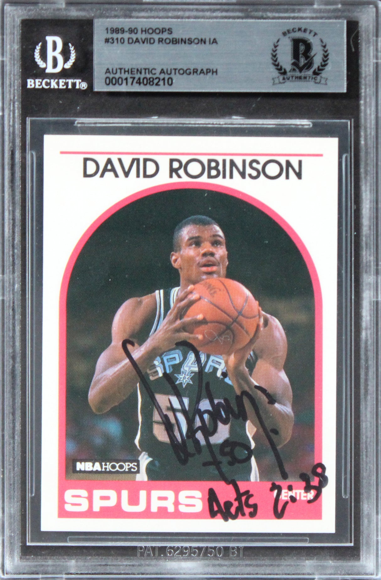 Spurs David Robinson Authentic Signed 1999 Hoops #310 Card BAS Slabbed