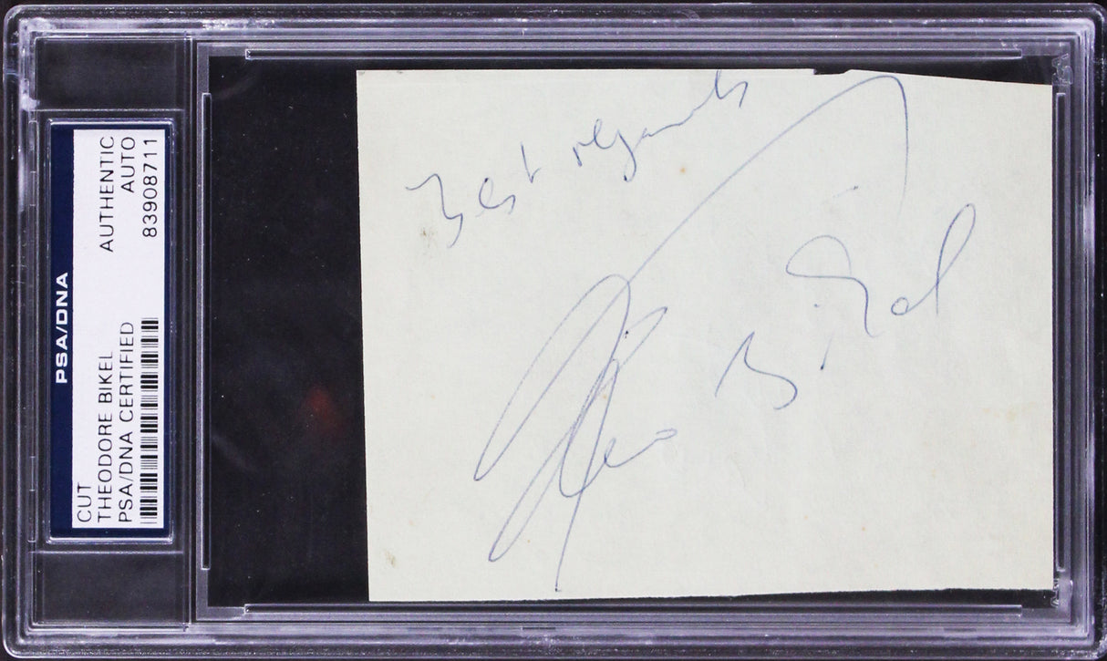 Theodore Bikel My Fair Lady Authentic Signed 3.5x4.5 Cut Signature PSA/DNA Slab