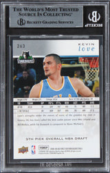 Timberwolves Kevin Love Signed 2008 UD First Edition #263 Rookie Card BAS Slab