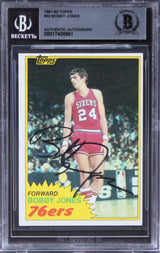 76ers Bobby Jones Authentic Signed 1981 Topps #32 Card BAS Slabbed