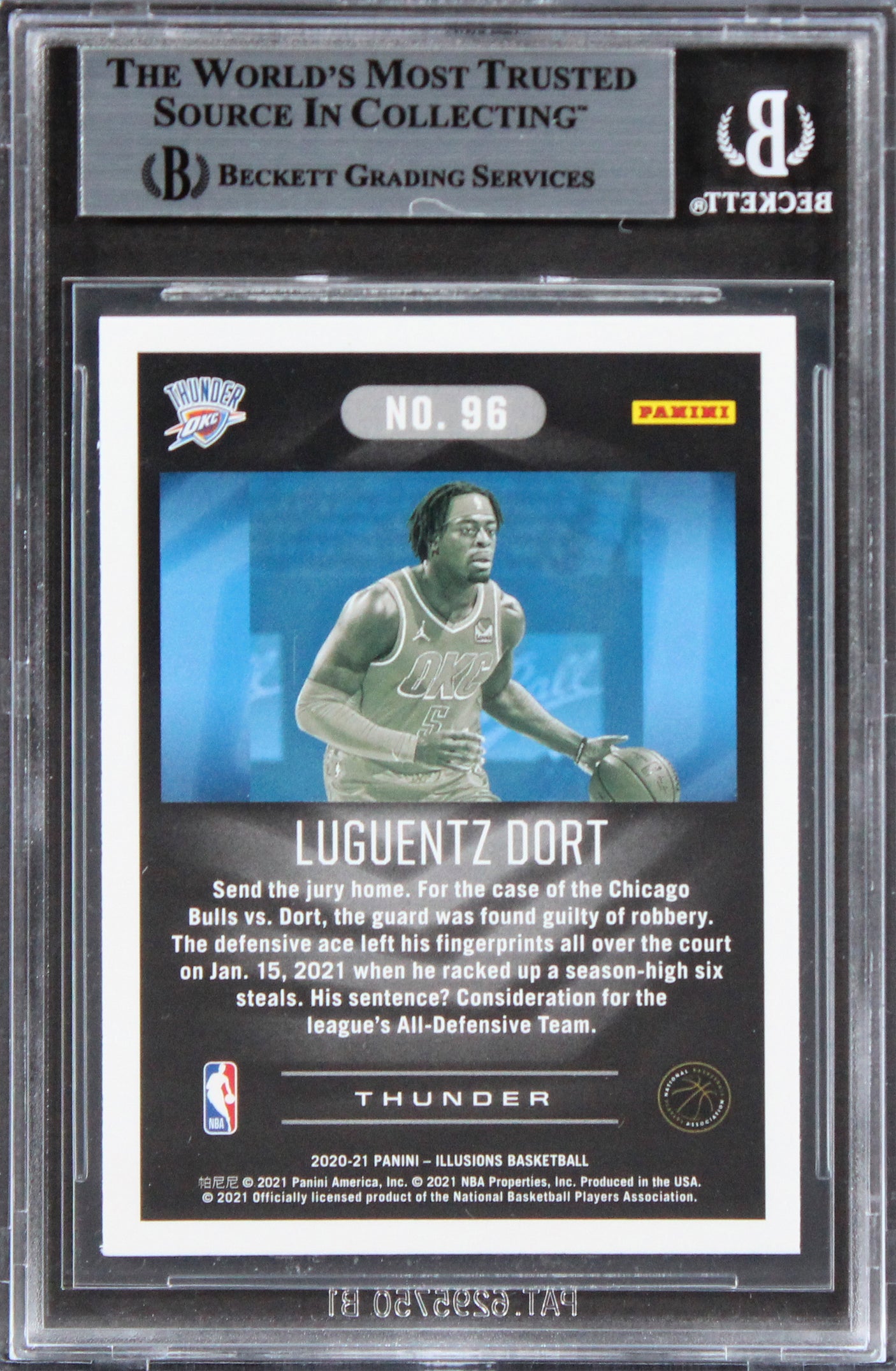 Thunder Luguentz Dort Authentic Signed 2020 Panini Illusions #96 Card BAS Slab